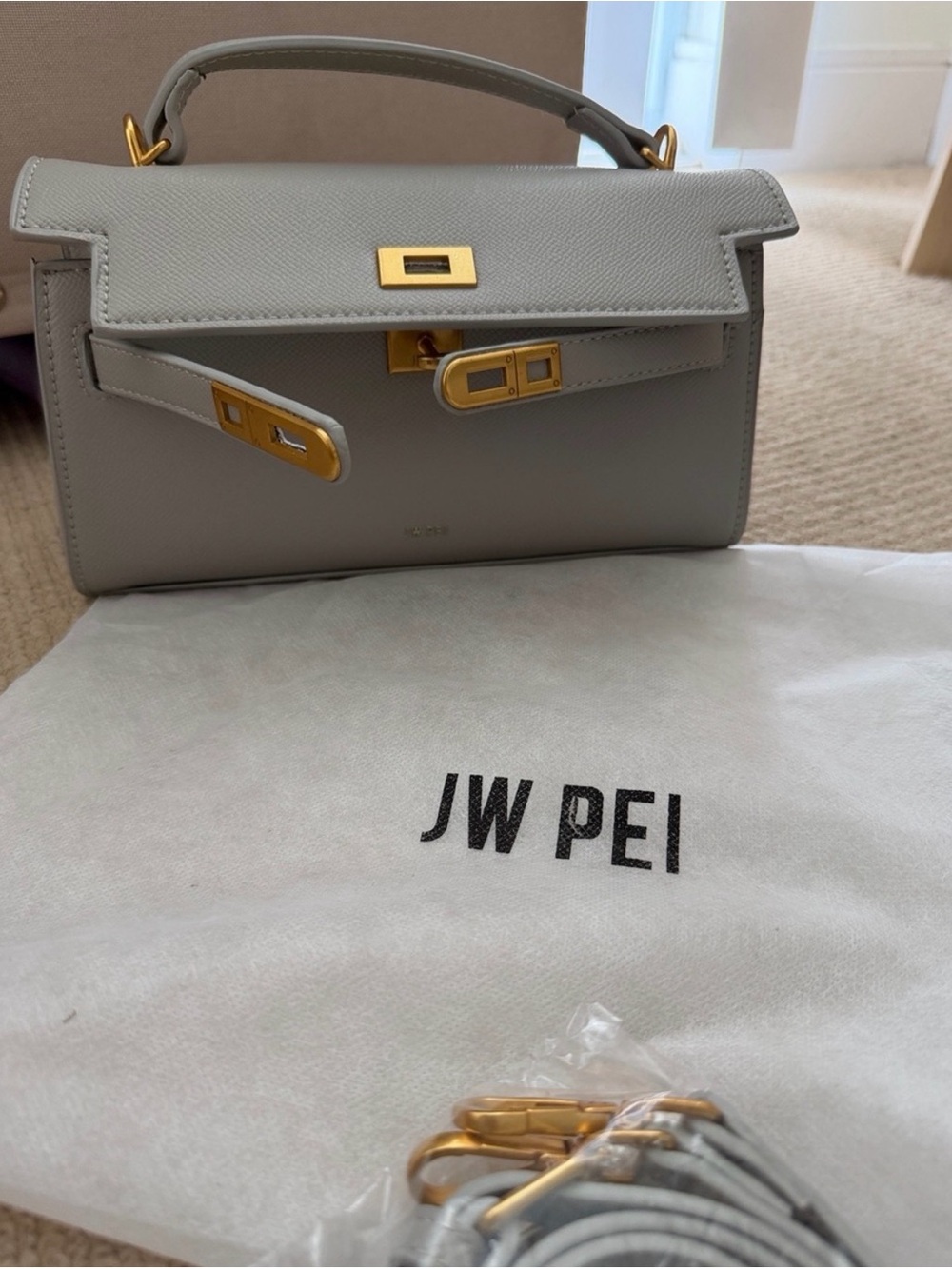 JW PEI Light Gray Top-Handle Satchel with Gold Hardware - Picture 7 of 7